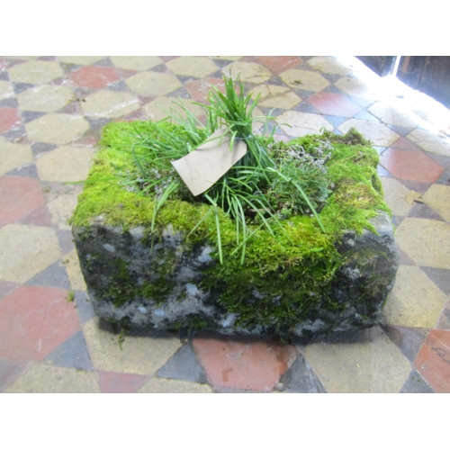 2110 - Small rough hewn rectangular natural stone trough, 47cm long x 30cm wide x 22cm high