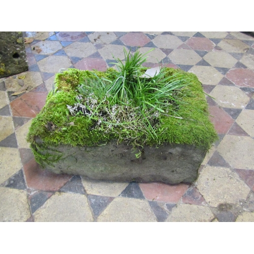 2110 - Small rough hewn rectangular natural stone trough, 47cm long x 30cm wide x 22cm high