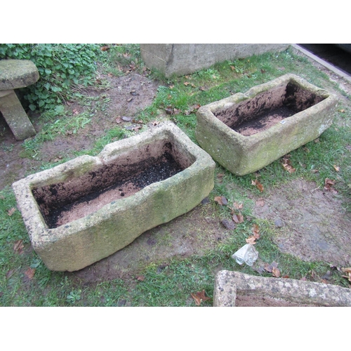 2066 - A pair of good weathered rectangular imitation stone troughs 92cm long x 45cm wide x 30cm high