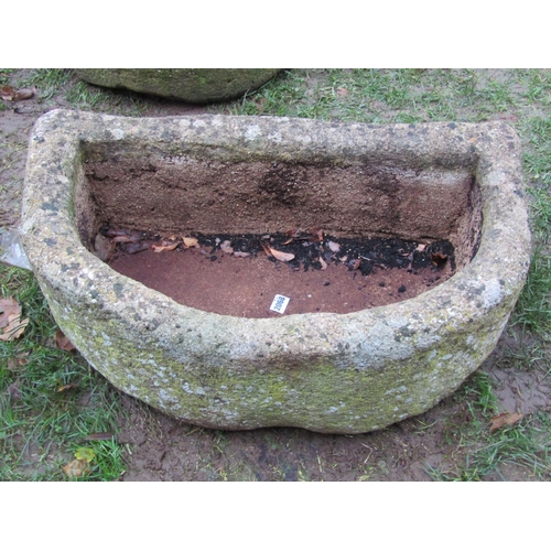 2068 - A good weathered imitation stone trough with D end, 75cm x 45cm x 25cm