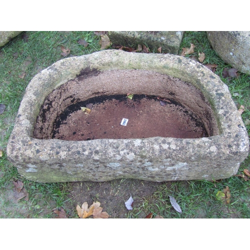 2068 - A good weathered imitation stone trough with D end, 75cm x 45cm x 25cm