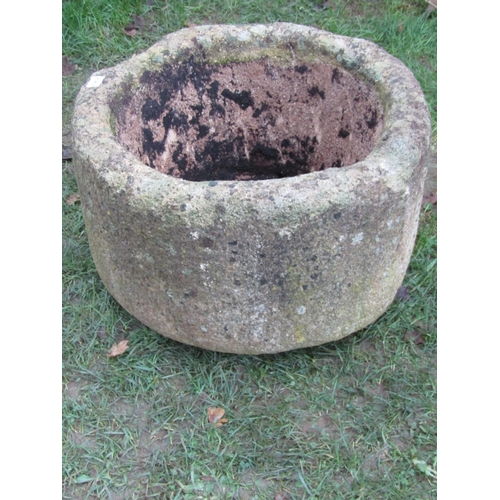 2069 - A good weathered imitation stone circular trough, 56cm diameter x 36cm high