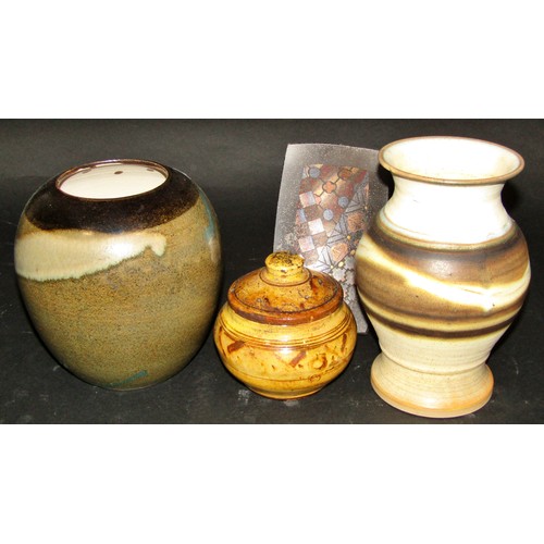 1067 - Quantity of studio pottery to include a piece by John Wheeldon and Bandon Leech pottery