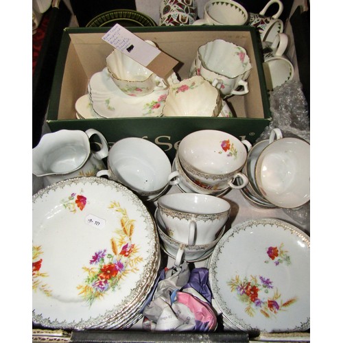 Tea ware to include an Austrian Victoria pattern service, Imperial rose tea set and other pieces
