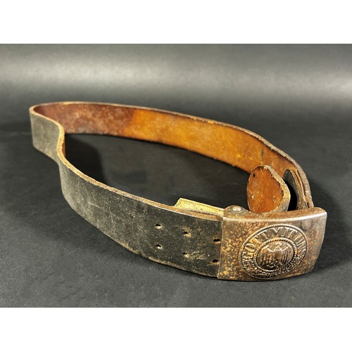 1776 - Heer belt with buckle and tab, the leather with makers mark and dated 1943