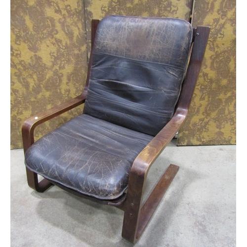 2187 - Mid 20th century chair with leather upholstered seat and back