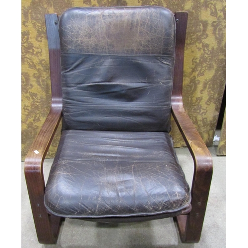 2187 - Mid 20th century chair with leather upholstered seat and back