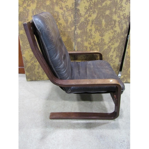 2187 - Mid 20th century chair with leather upholstered seat and back