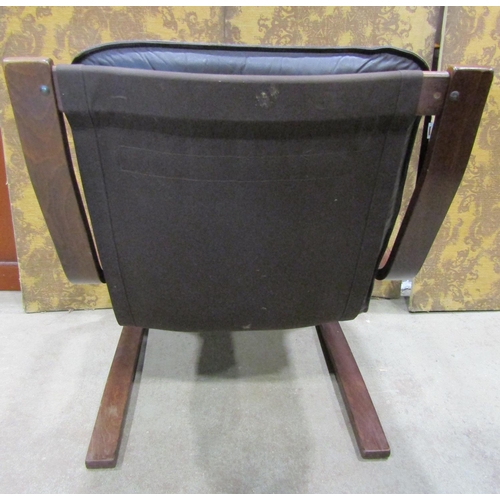 2187 - Mid 20th century chair with leather upholstered seat and back