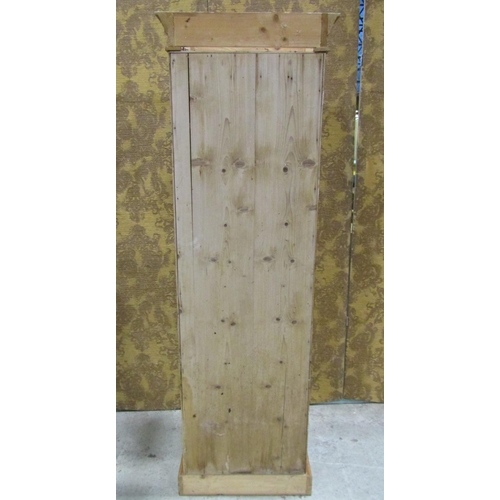 2202 - 19th century stripped and waxed pine sentry box cupboard with arched rectangular panelled door enclo... 