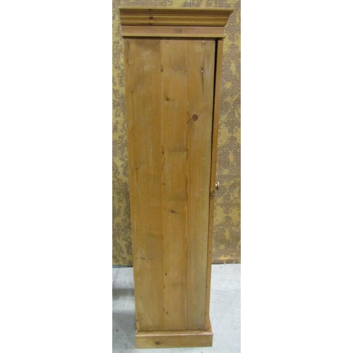 2202 - 19th century stripped and waxed pine sentry box cupboard with arched rectangular panelled door enclo... 