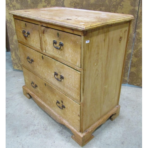 2216 - Small Edwardian stripped pine bedroom chest with two long and two short drawers, with bracket feet, ... 