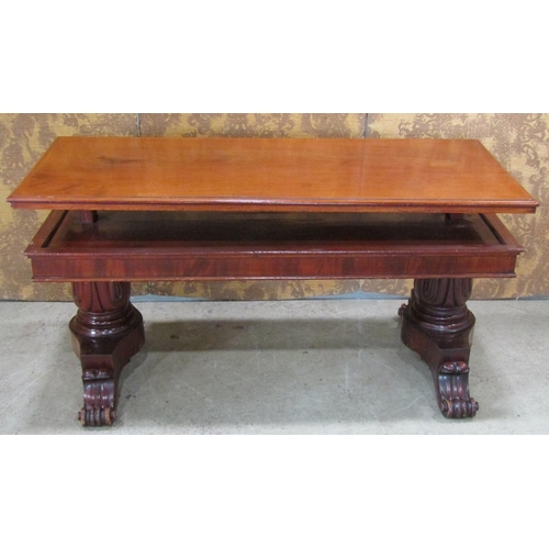 2220 - The remains of a 19th century mahogany metamorphic rise and fall buffet, the rectangular top with mo... 