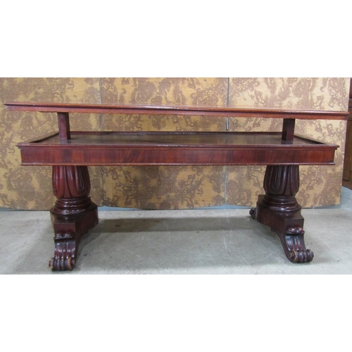 2220 - The remains of a 19th century mahogany metamorphic rise and fall buffet, the rectangular top with mo... 