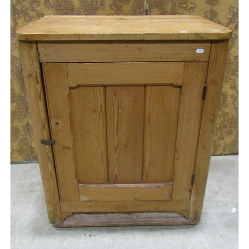 2225 - A rustic stripped pine side cupboard enclosed  by a chamfered tongue and groove panelled door within... 