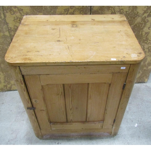 2225 - A rustic stripped pine side cupboard enclosed  by a chamfered tongue and groove panelled door within... 