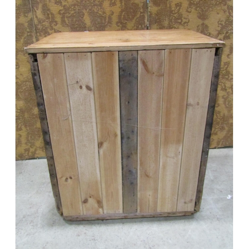 2225 - A rustic stripped pine side cupboard enclosed  by a chamfered tongue and groove panelled door within... 