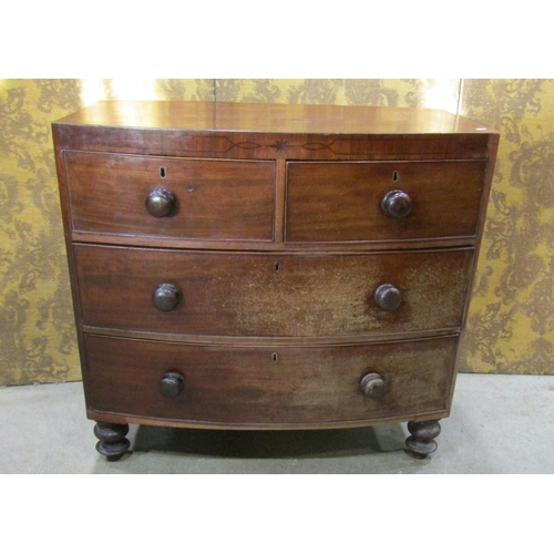 2245 - 19th century small mahogany bow front caddy top bedroom chest of two long and two short drawers with... 