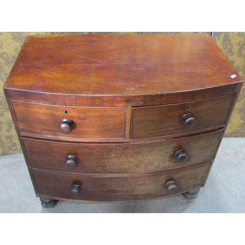 2245 - 19th century small mahogany bow front caddy top bedroom chest of two long and two short drawers with... 