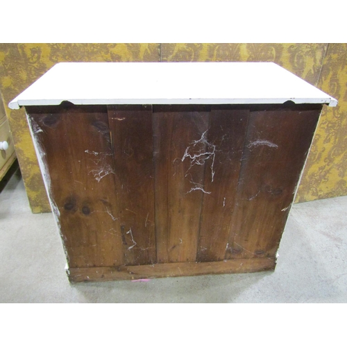 2246 - A small over-painted, chest of two short and three long drawers, 91 x 49cm, 78cm high