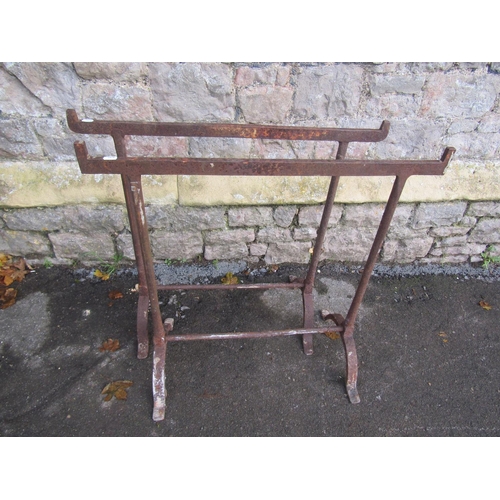 2062 - Pair of vintage wrought iron trestles, 78cm wide x 77cm high