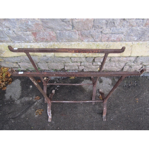 2062 - Pair of vintage wrought iron trestles, 78cm wide x 77cm high