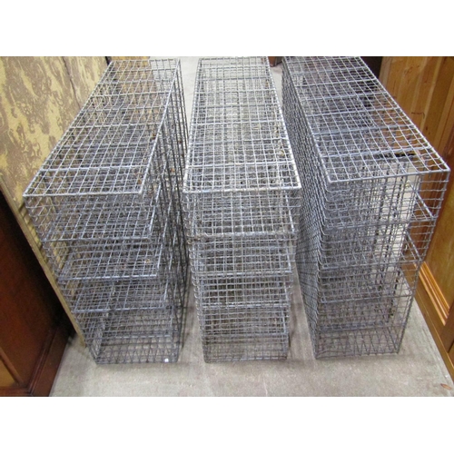 2134 - 3 vintage heavy gauge galvanised steel and wirework numbered shoe/storage racks, 102cm x 77cm x 30cm