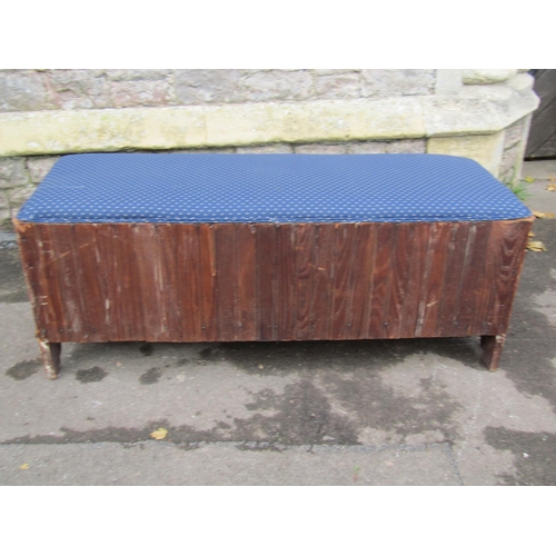 2156 - A large Low rectangular oak stool with upholstered seat over two drawers, 123cm long x 41cm wide x 5... 