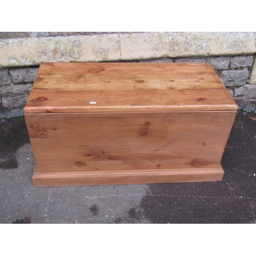 2183 - A stripped pine blanket box with loose removable lid and moulded plinth, 92cm long x 46cm wide x 44c... 