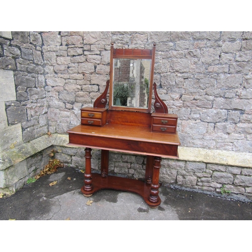 2232 - Victorian mahogany Duchess dressing table with raised swing mirror flanked by trinket drawers on tur... 