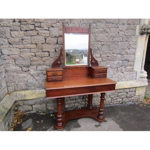 2232 - Victorian mahogany Duchess dressing table with raised swing mirror flanked by trinket drawers on tur... 