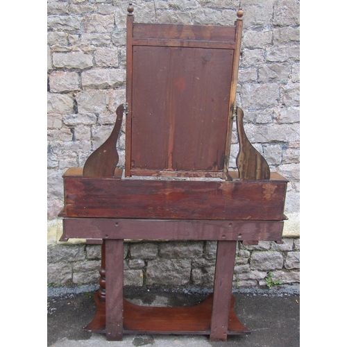 2232 - Victorian mahogany Duchess dressing table with raised swing mirror flanked by trinket drawers on tur... 