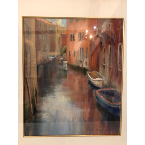 12 - Jane Lampard (Local contemporary artist) - 'Side Canal, Dorsoduro', pastel, signed lower right, titl... 