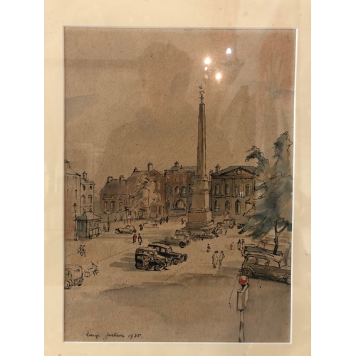 18 - George Jackson (1898-1974) - 'Town Square (1935)', ink, pencil and watercolour, signed and dated bel... 