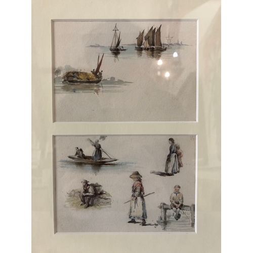 20 - James Orrock NWS RI ROI (1829-1913) - Studies of figures in boats, two watercolour studies from an a... 