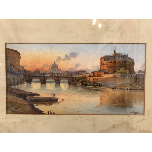 41 - Gaetano Facciola (Italian, 1868-1949) - View of Rome from the River Tiber, watercolour on paper, sig... 