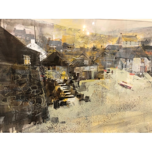 26 - Mike Bernard R.I. (b.1957) - 'Cadgwith, Cornwall', mixed media, signed lower right, title, medium an... 