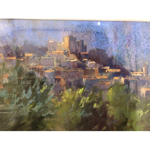 8 - Jane Lampard (Local contemporary artist) - 'Mid Day Heat, Lacoste, Provence', pastel, signed lower r... 