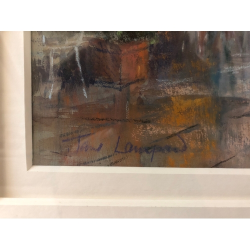 9 - Jane Lampard (Local contemporary artist) - 'Street Cafe, Lucca', pastel, signed lower left, title in... 