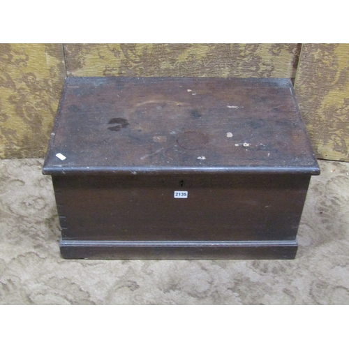 2135 - Small 19th century oak chest the hinged lid with three removeable drawers to interior and contents/t... 