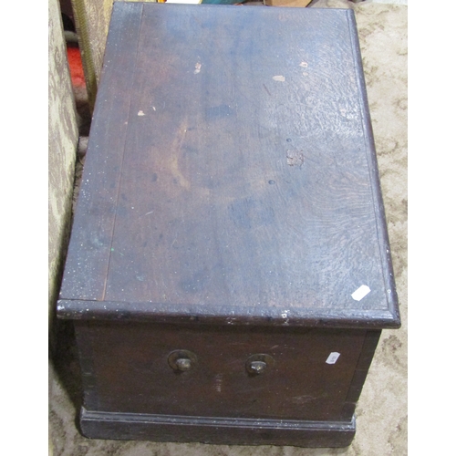 2135 - Small 19th century oak chest the hinged lid with three removeable drawers to interior and contents/t... 