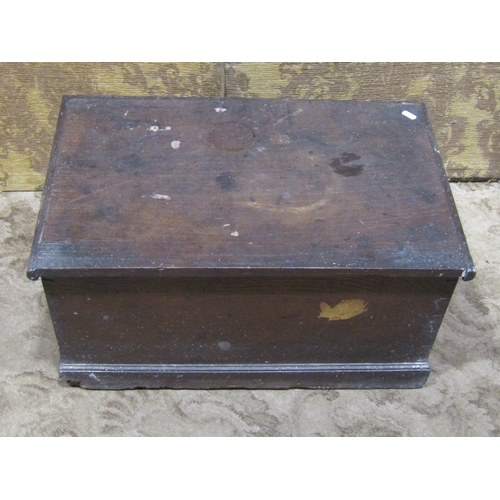 2135 - Small 19th century oak chest the hinged lid with three removeable drawers to interior and contents/t... 