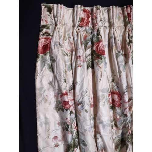 404 - One pair of curtains in 'Jubilee Rose' chintz fabric by Colefax & Fowler, lined and thermal lined. A... 