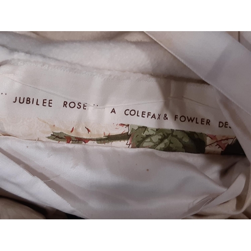 404 - One pair of curtains in 'Jubilee Rose' chintz fabric by Colefax & Fowler, lined and thermal lined. A... 