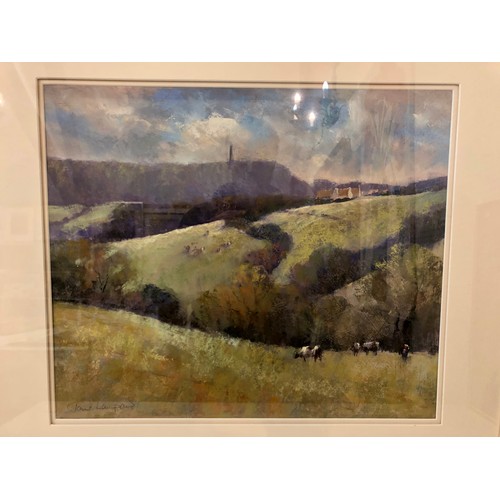 7 - Jane Lampard (Local contemporary artist) - 'North Nibley from Stancombe', pastel, signed in pencil l... 