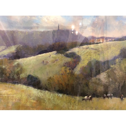 7 - Jane Lampard (Local contemporary artist) - 'North Nibley from Stancombe', pastel, signed in pencil l... 