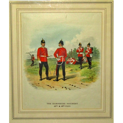 51 - Military Interest - Six framed prints and paintings, to include: C.M. Tuffnel - 'Royal West Kent Reg... 