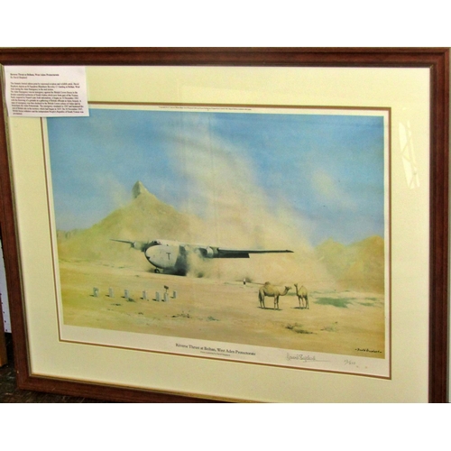 52 - Military and Aviation Interest - Five framed prints by different artists, to include: Gerald Coulson... 