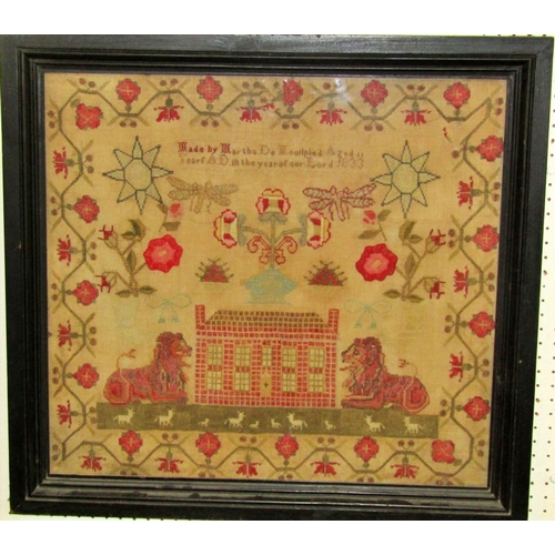 62 - William IV Channel Islands needlework sampler, by Martha de Mouilpied aged 11 years, dated 1833, wit... 