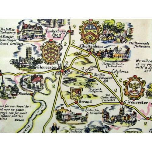 65 - After A. E. Taylor - 'Pratts High Test Plan of the Bath Road' (1930), colour print with original 'Pr... 